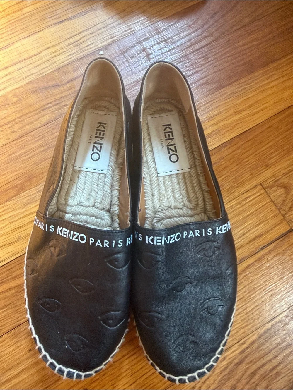 Kenzo Black Eye-Embossed Slip-On Espadrilles
